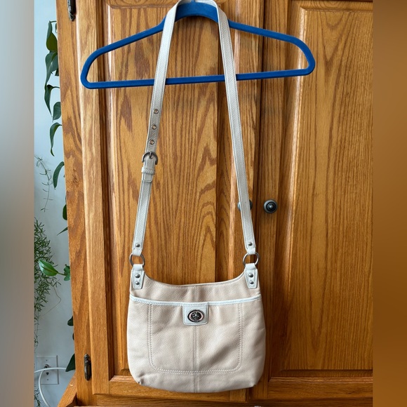 Coach Handbags - #85-Coach Beige and Cream Shoulder Bag
